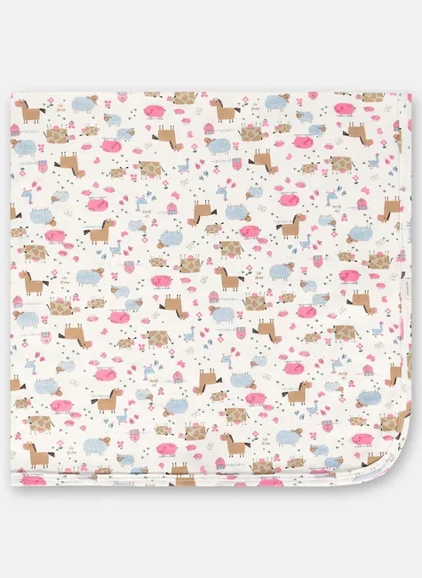 Manta para Bebê Menina em Suedine com Estampa Abstrata (Off White) Up Baby