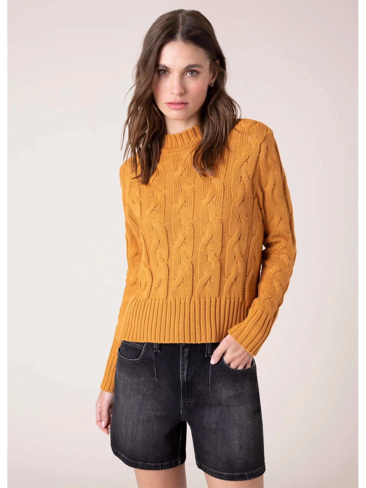 Tricot Ponto Tranças Caramelo