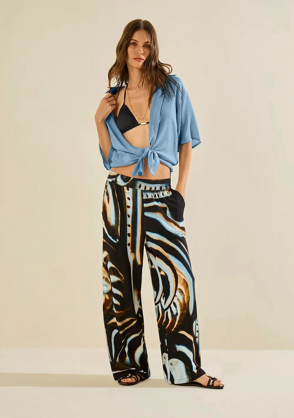 Calça Reta Náutilo Preto / azul