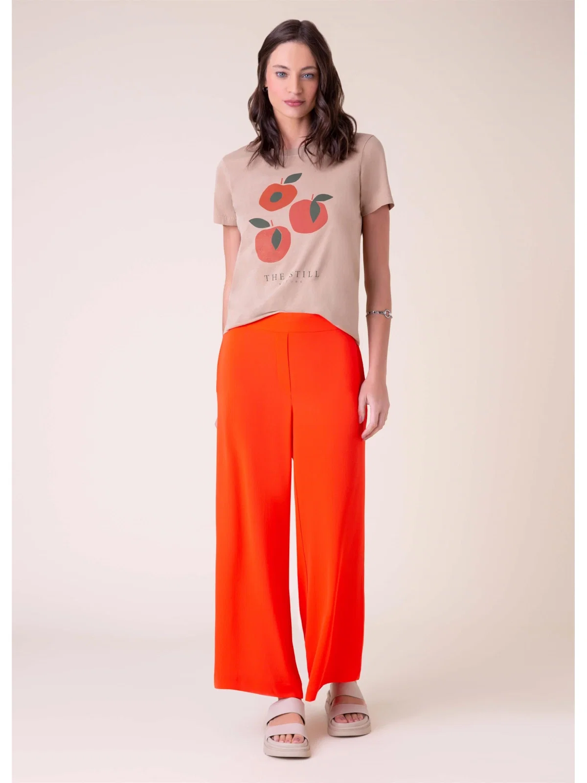 Calça Pantalona Crepe Laranja