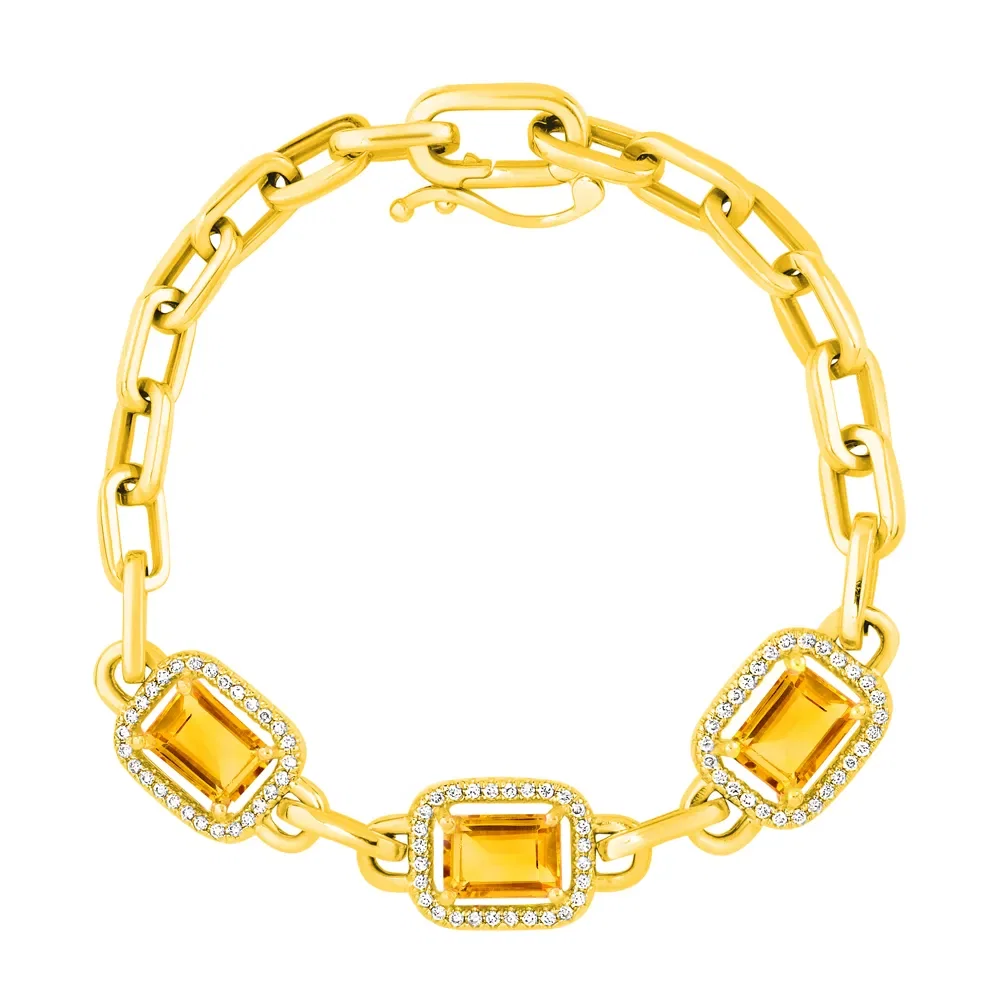 Pulseira Chains em Ouro Amarelo 18k com Citrinos e Diamantes — imagem 1