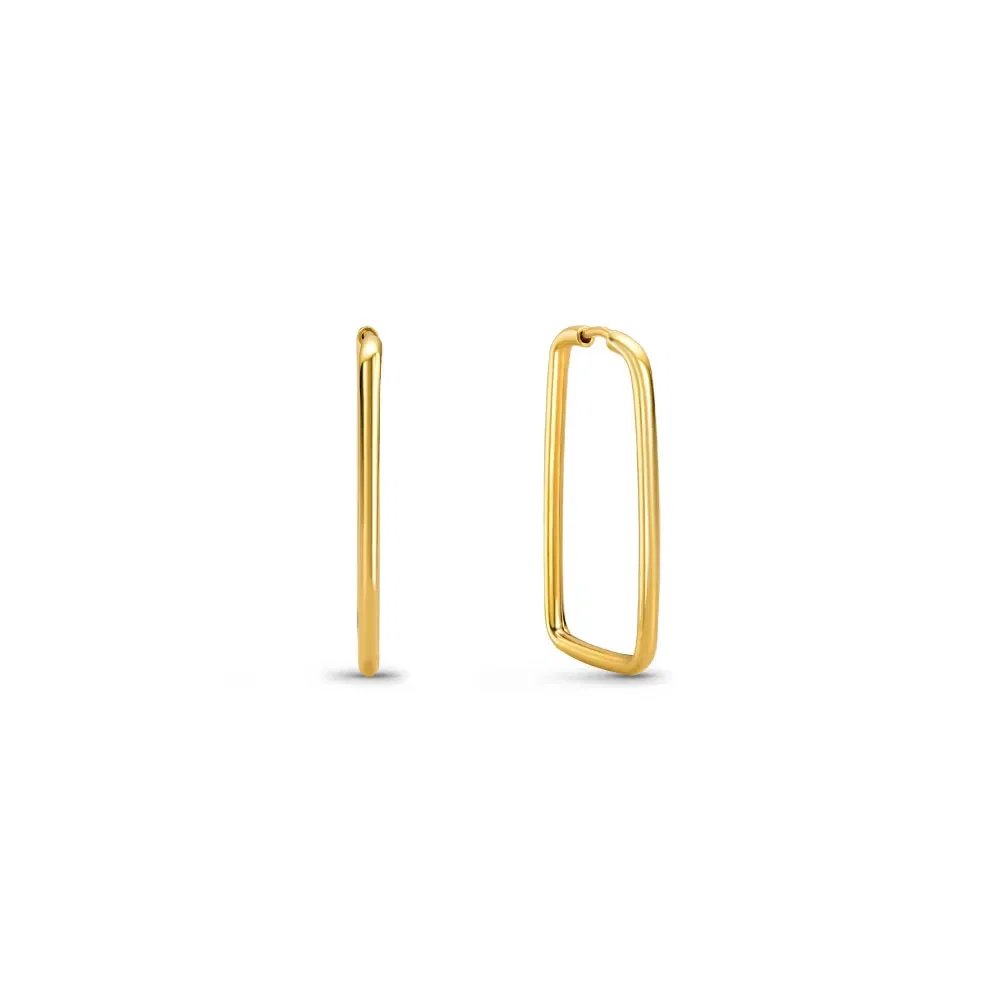 Argola Life Retângulo em Prata 925 com Banho em Ouro Amarelo 18k, 25x15mm — imagem 1