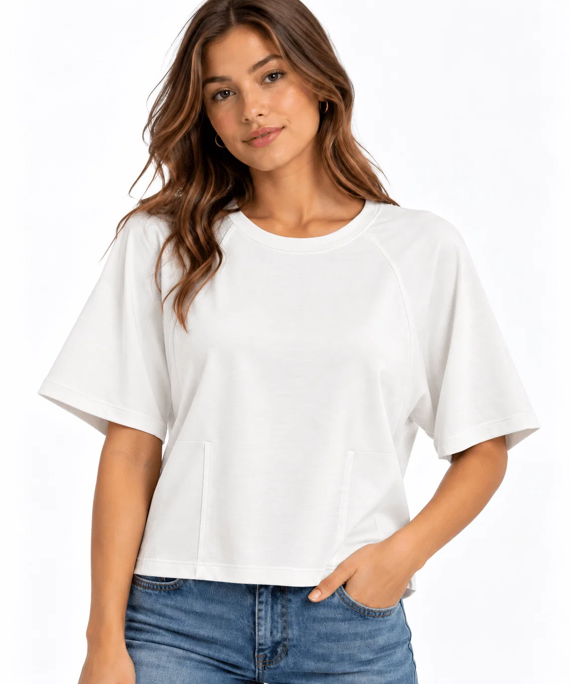 Blusa Manga Curta Gola Redonda - Branco