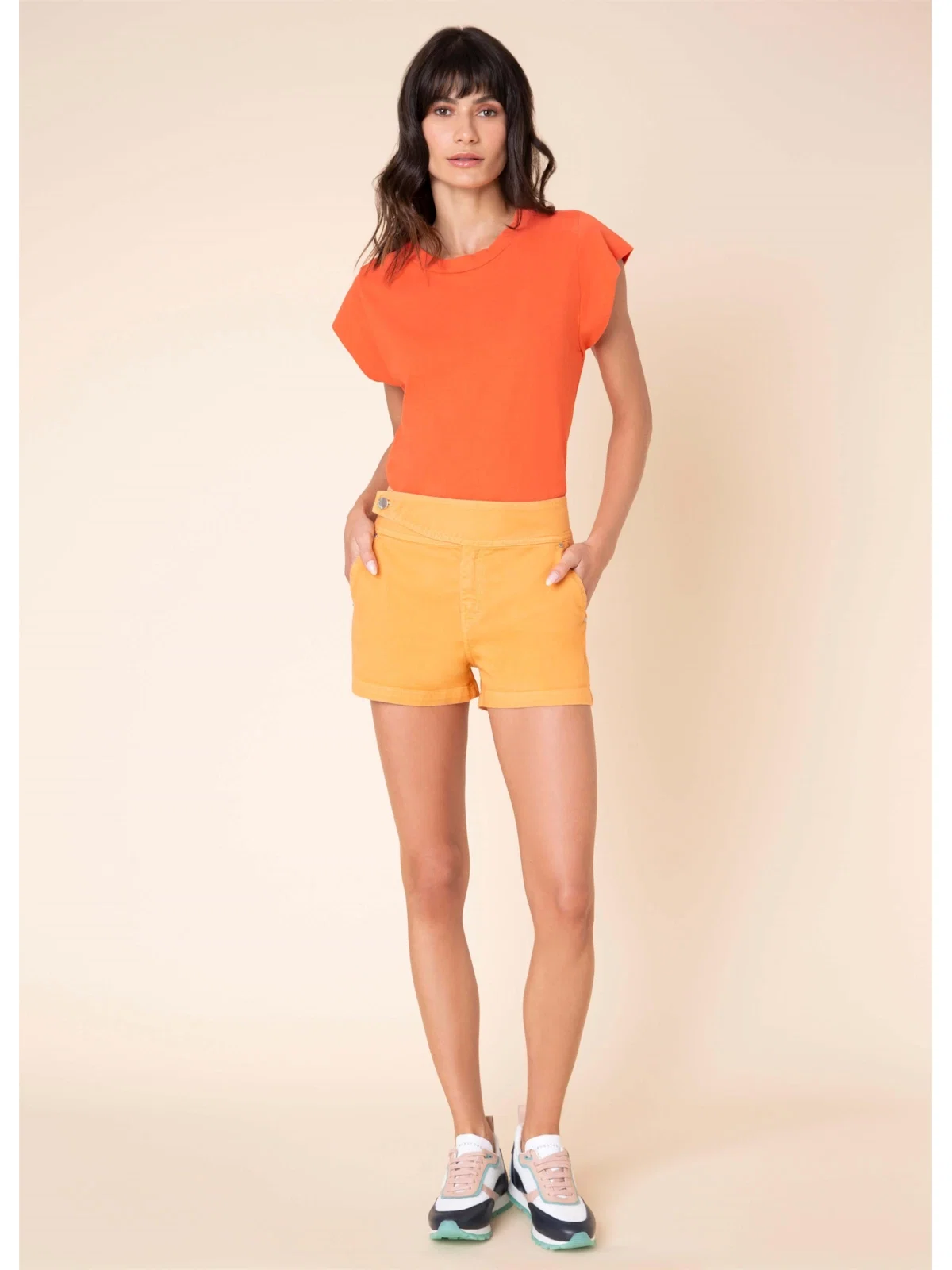 Short Comfort Color Cós Assimétrico Laranja — imagem 1