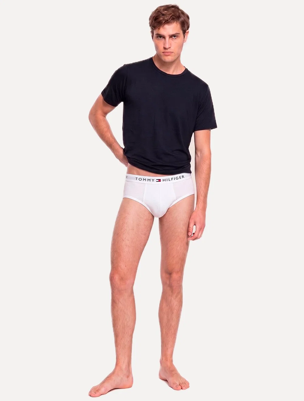Cueca Tommy Hilfiger Masculina Cotton Stretch Brief Branca Pack 3UN