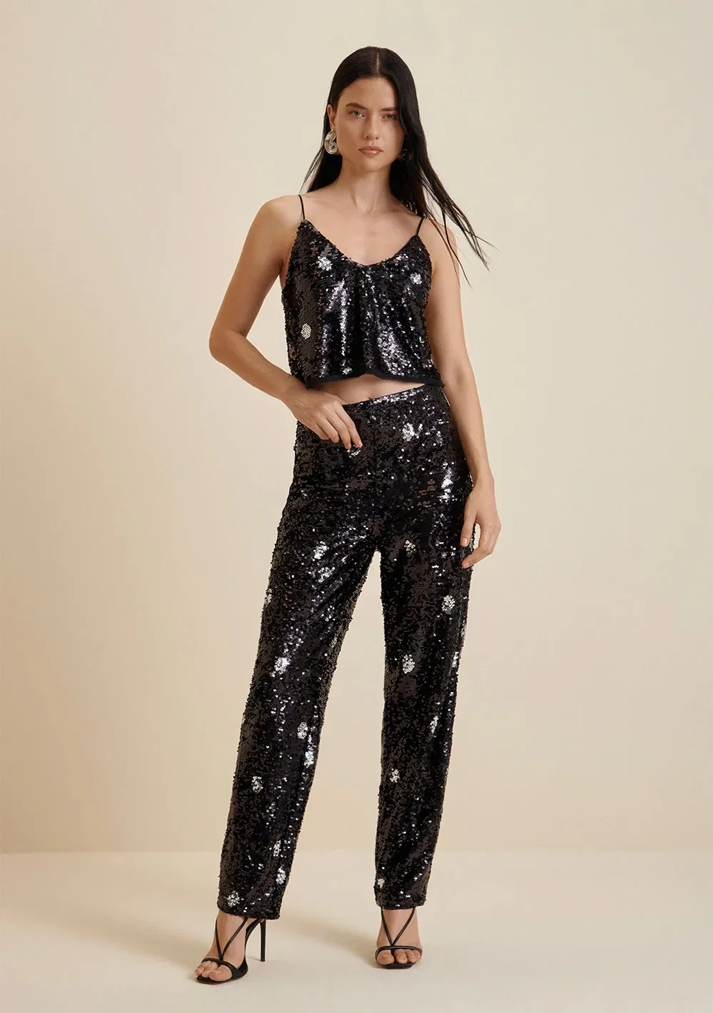 Blusa Morena Rosa Decote V Alça Amarração Costas Preto