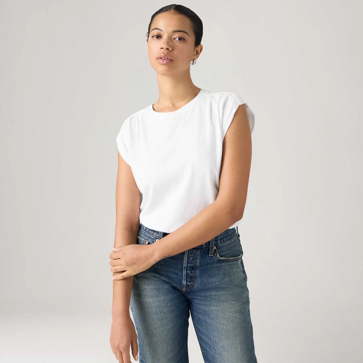 Regata Levi's® Pleated Muscle Tank Branca