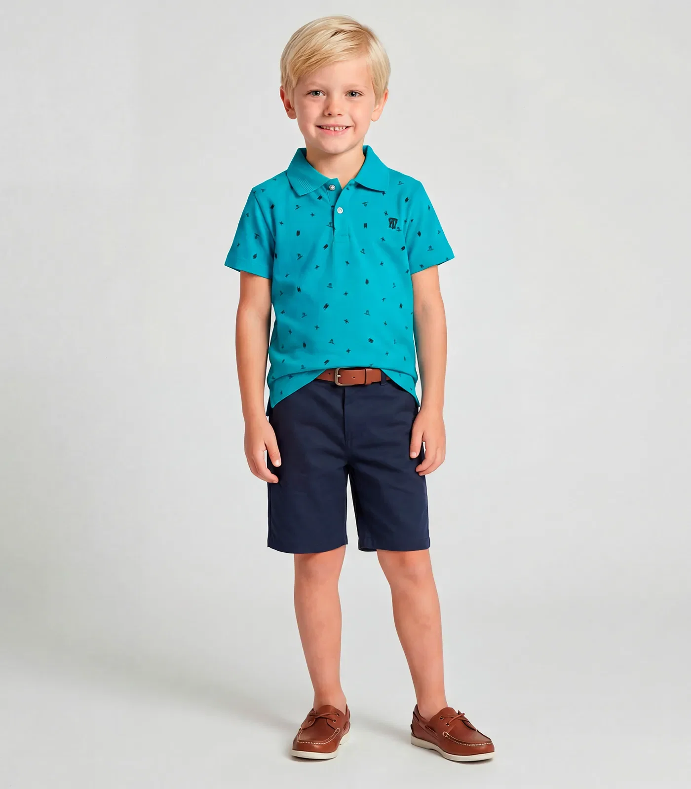 Conjunto Polo com Bermuda Trick Nick Azul