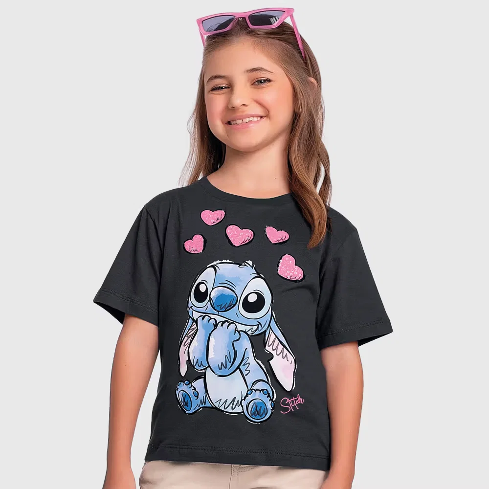 Blusa em meia malha com lantejoulas Stitch