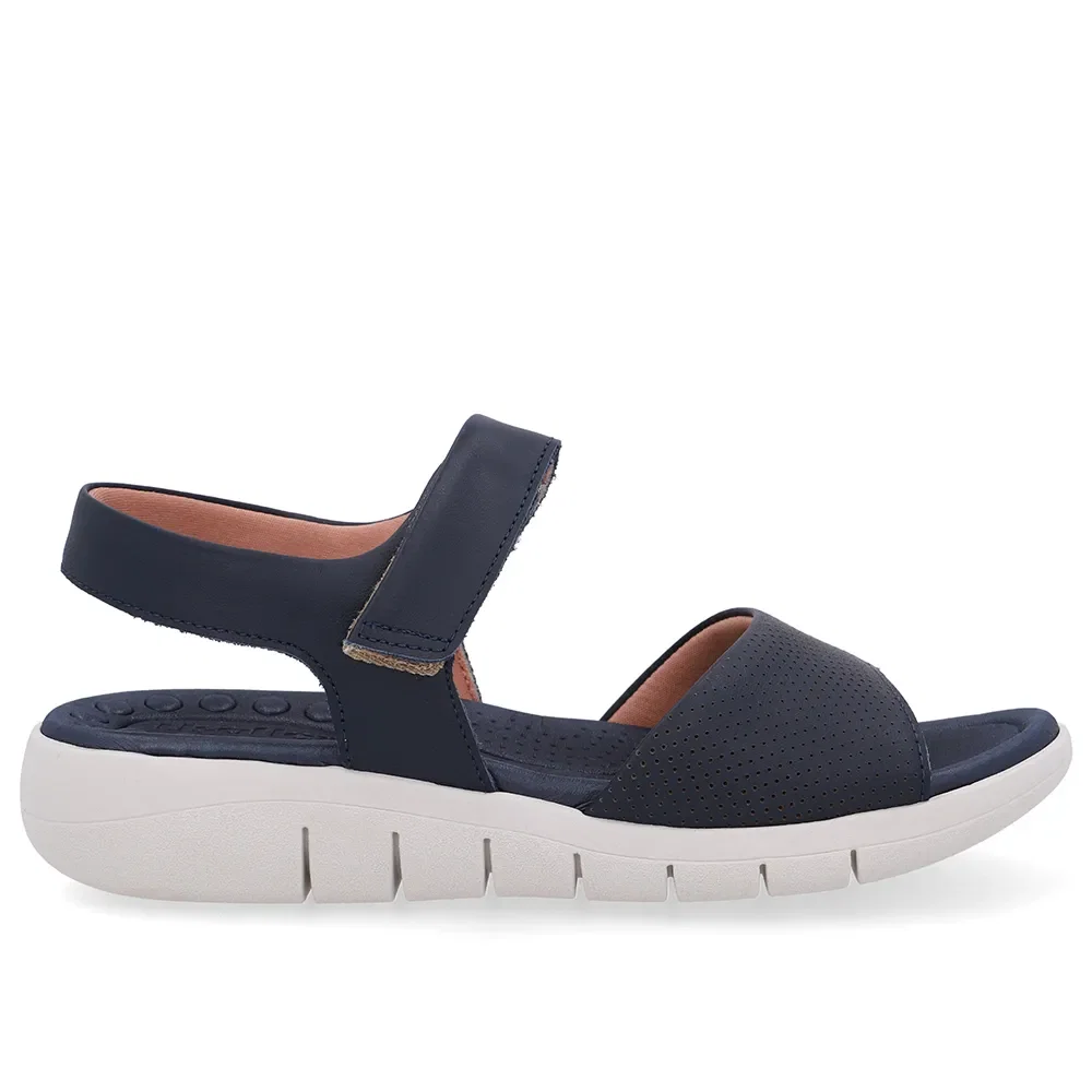Sandália Salto Plataforma Couro Azul Fecho-Flex — imagem 1