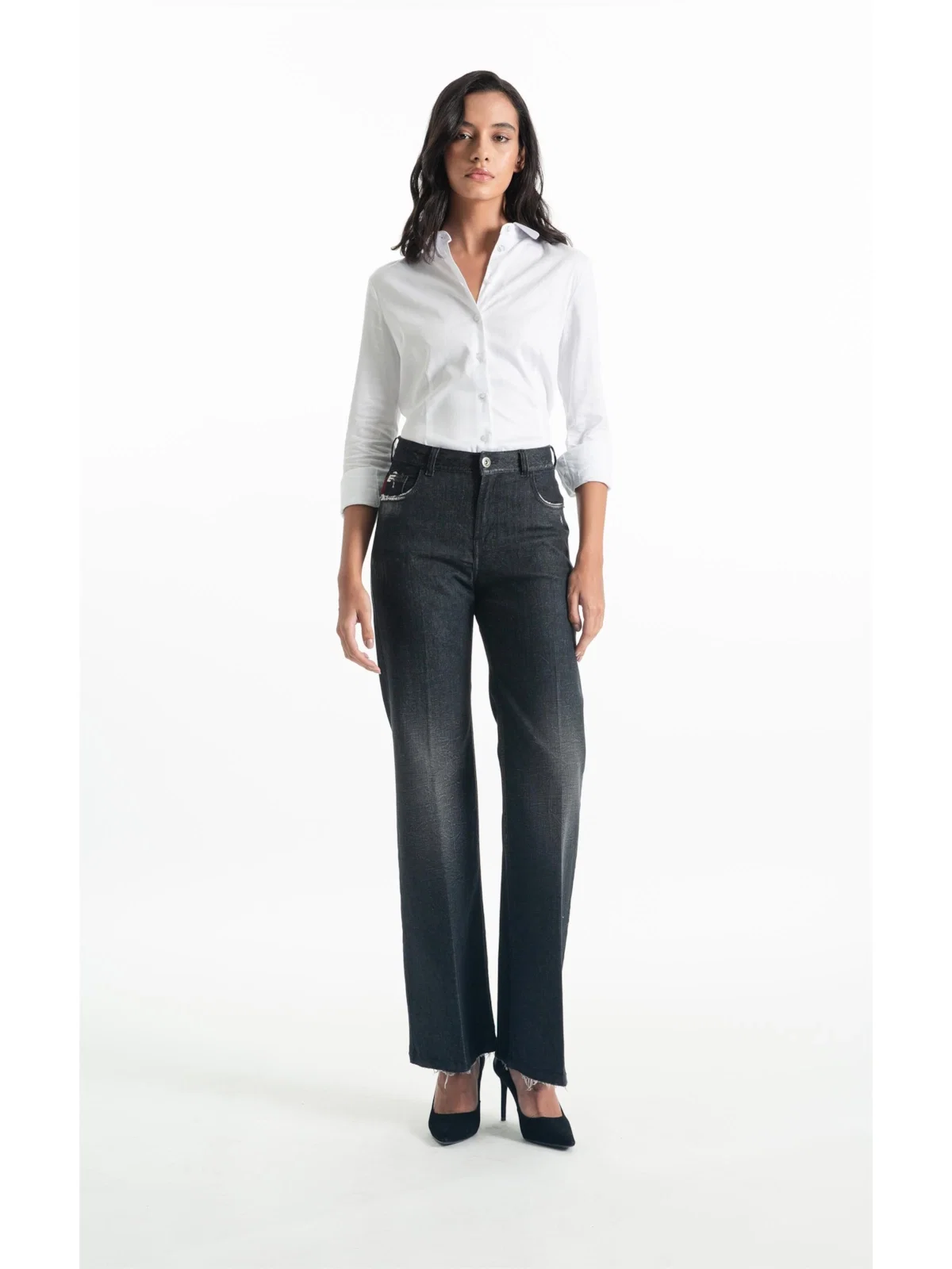 Calça Jeans Ocean Elastic Patheph 2083 - Lav. Black Com Resina — imagem 1