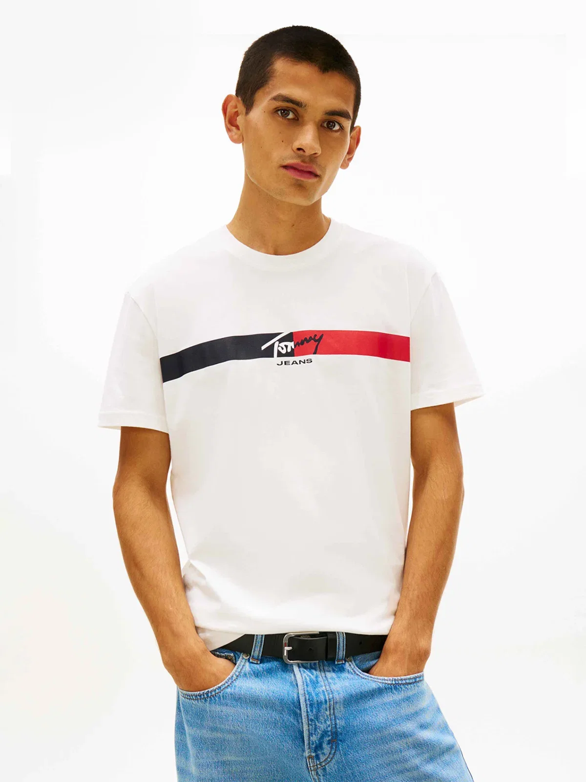 Camiseta Regular Assinatura Listrado — imagem 1