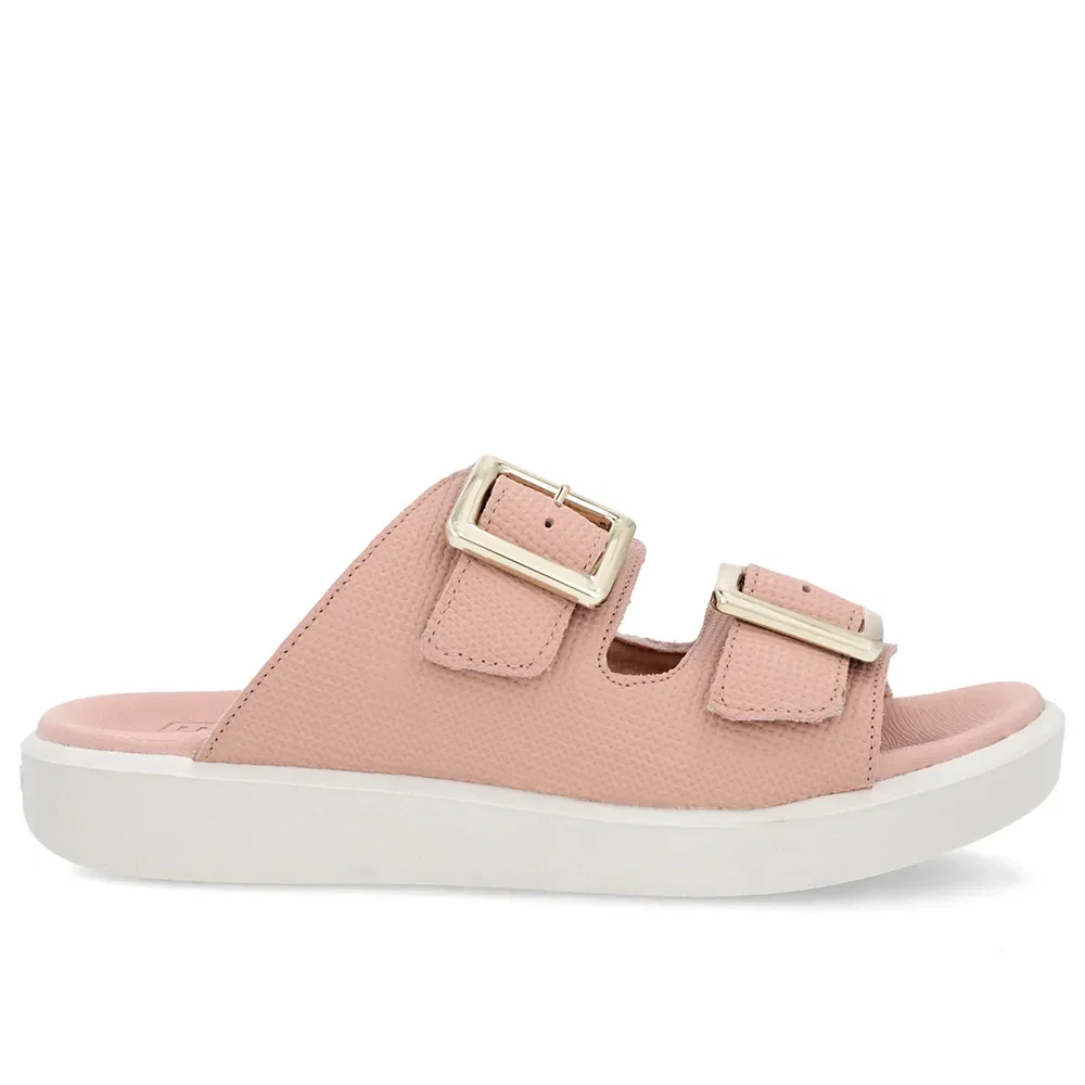Tamanco Plataforma Couro Rosa Fivela