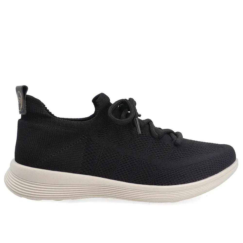 Tênis Slip On Em Tricot Preto Com Cadarço — imagem 1