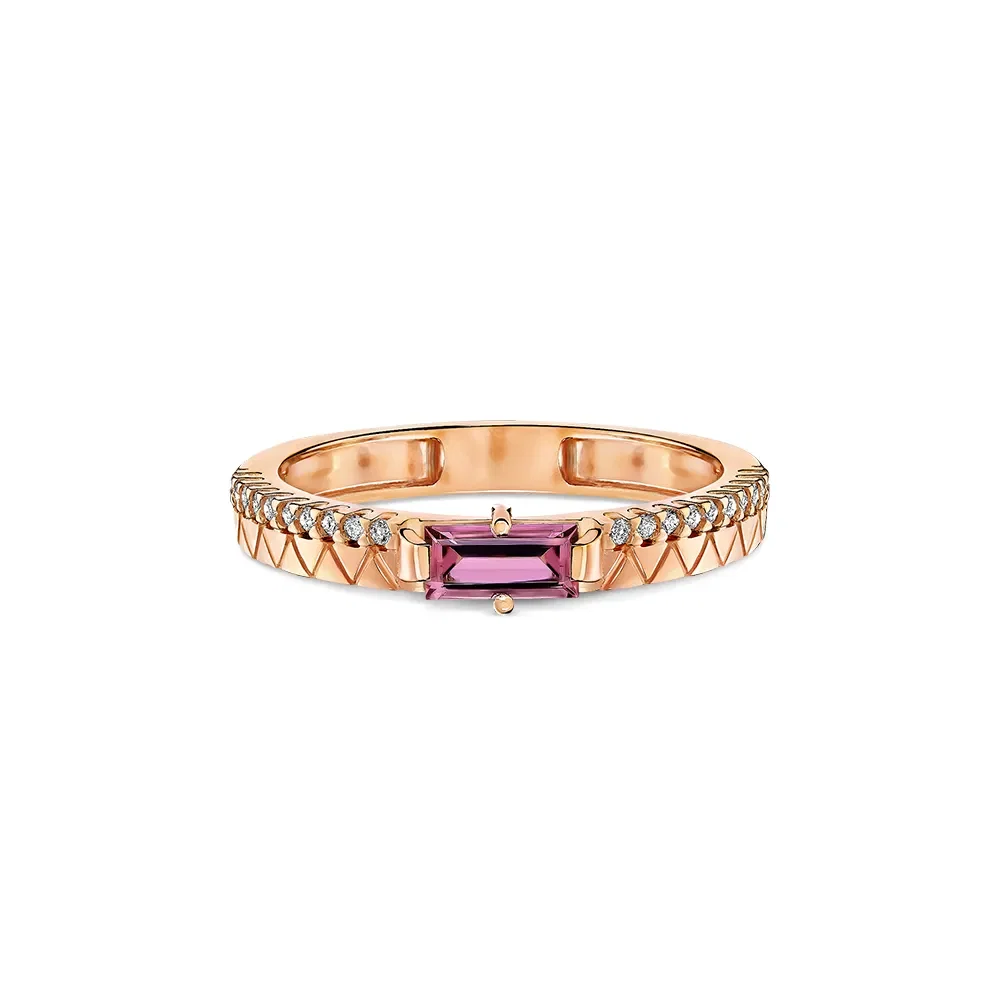 Anel Icona em Ouro Vivara 18k com Turmalina Rosa e Diamantes — imagem 1