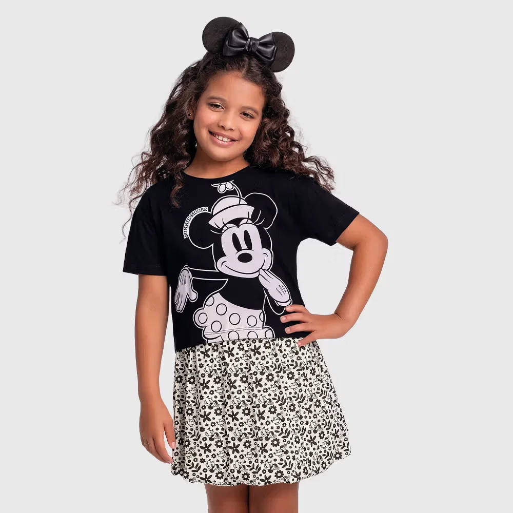 Conjunto blusa e short-saia balonê da Minnie e elástico roliço com ponteira reguladora — imagem 1