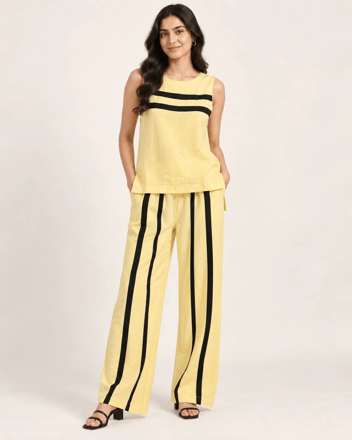 Blusa Sem Manga Recortes Bicolor - Amarelo — imagem 1