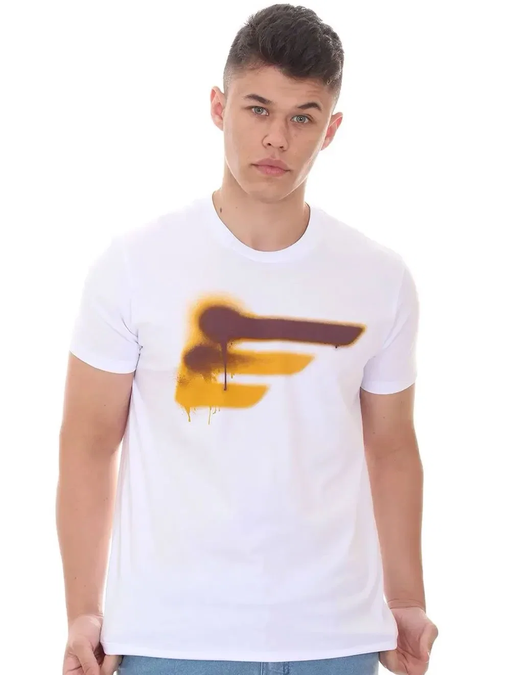Camiseta Ellus Masculina Cotton Fine Burn Classic Logo Branca