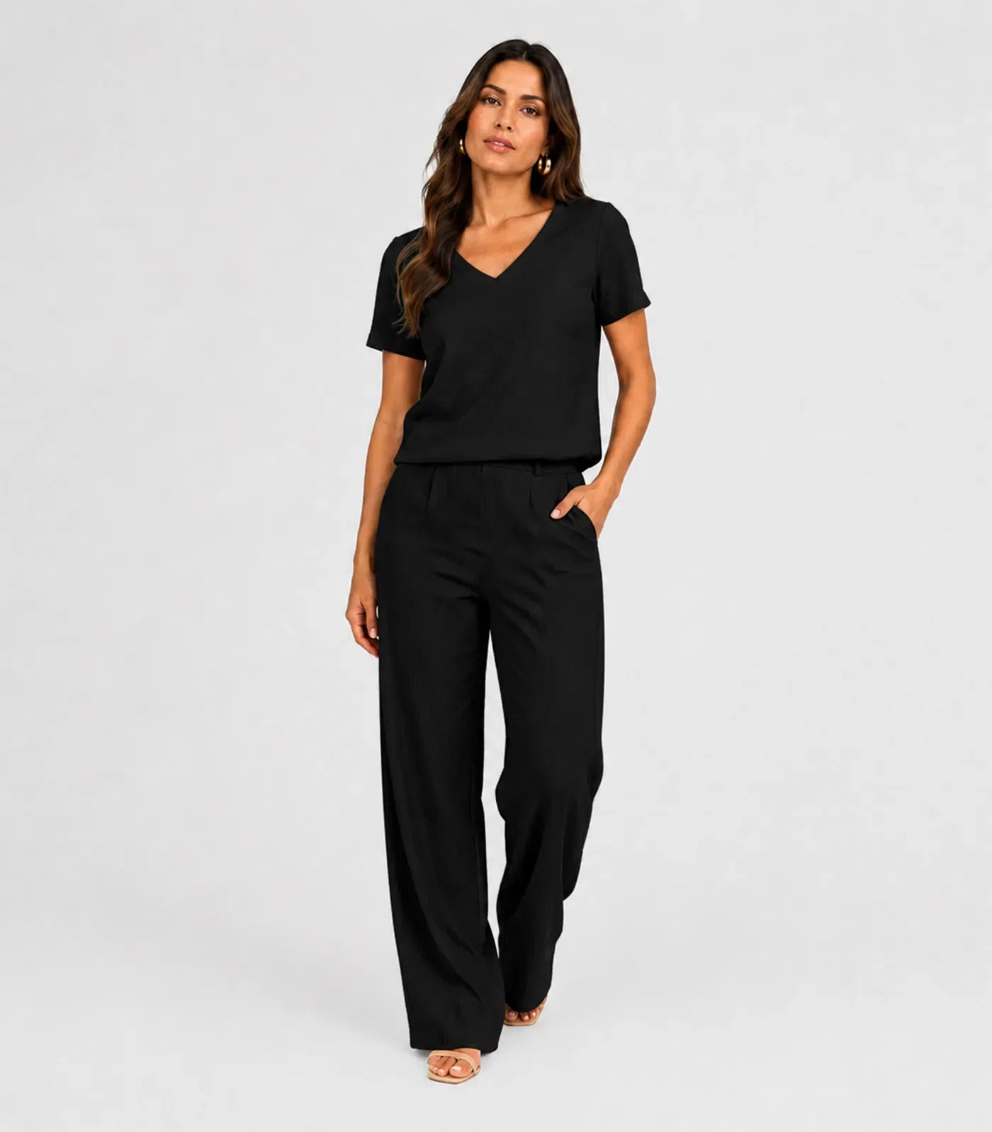 Conjunto Feminino Em Polilinho Unique Fashion Preto