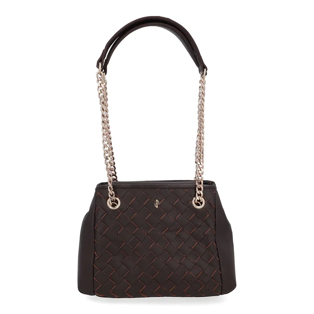Bolsa Tote Couro Trançada Marrom — imagem 1