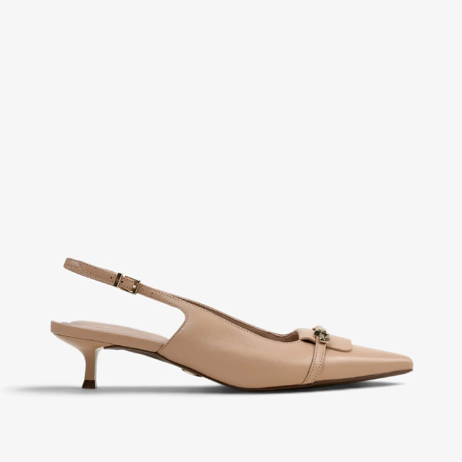 Slingback Nude Areia Couro