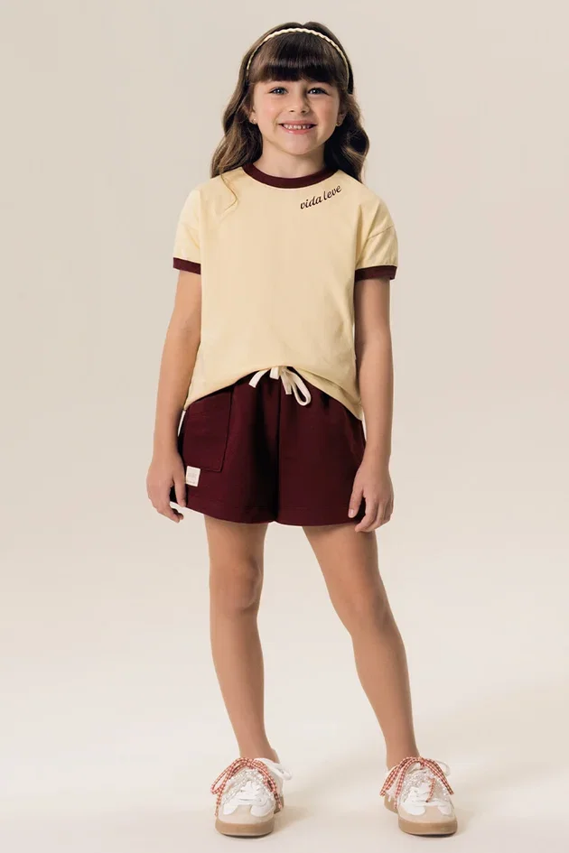Conjunto Infantil Blusa Box Malha Com Shorts em Moletom — imagem 1