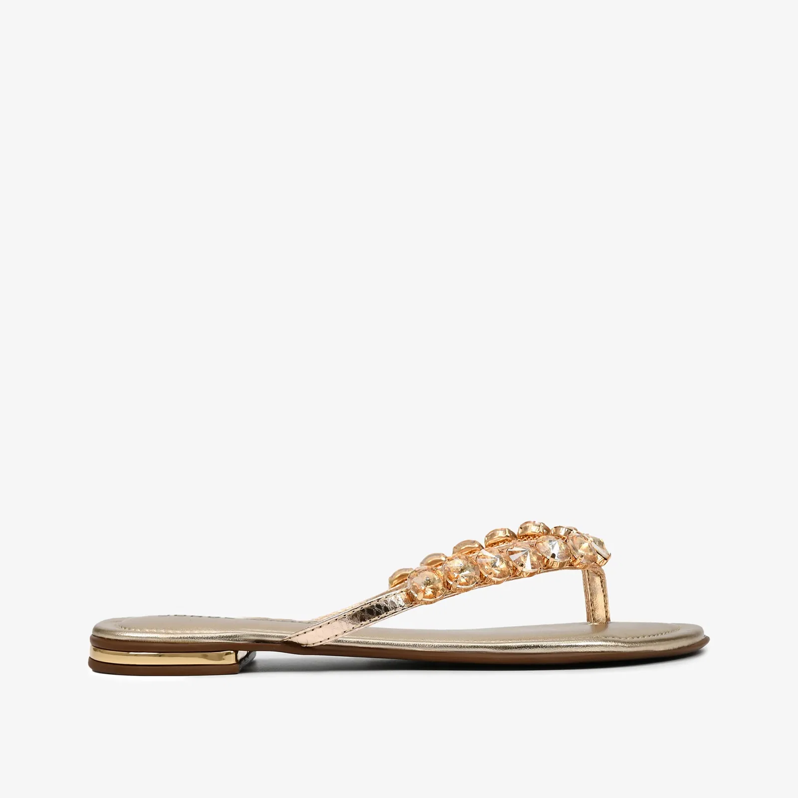 Rasteira Dourado Ouro Pedraria Couro — imagem 1