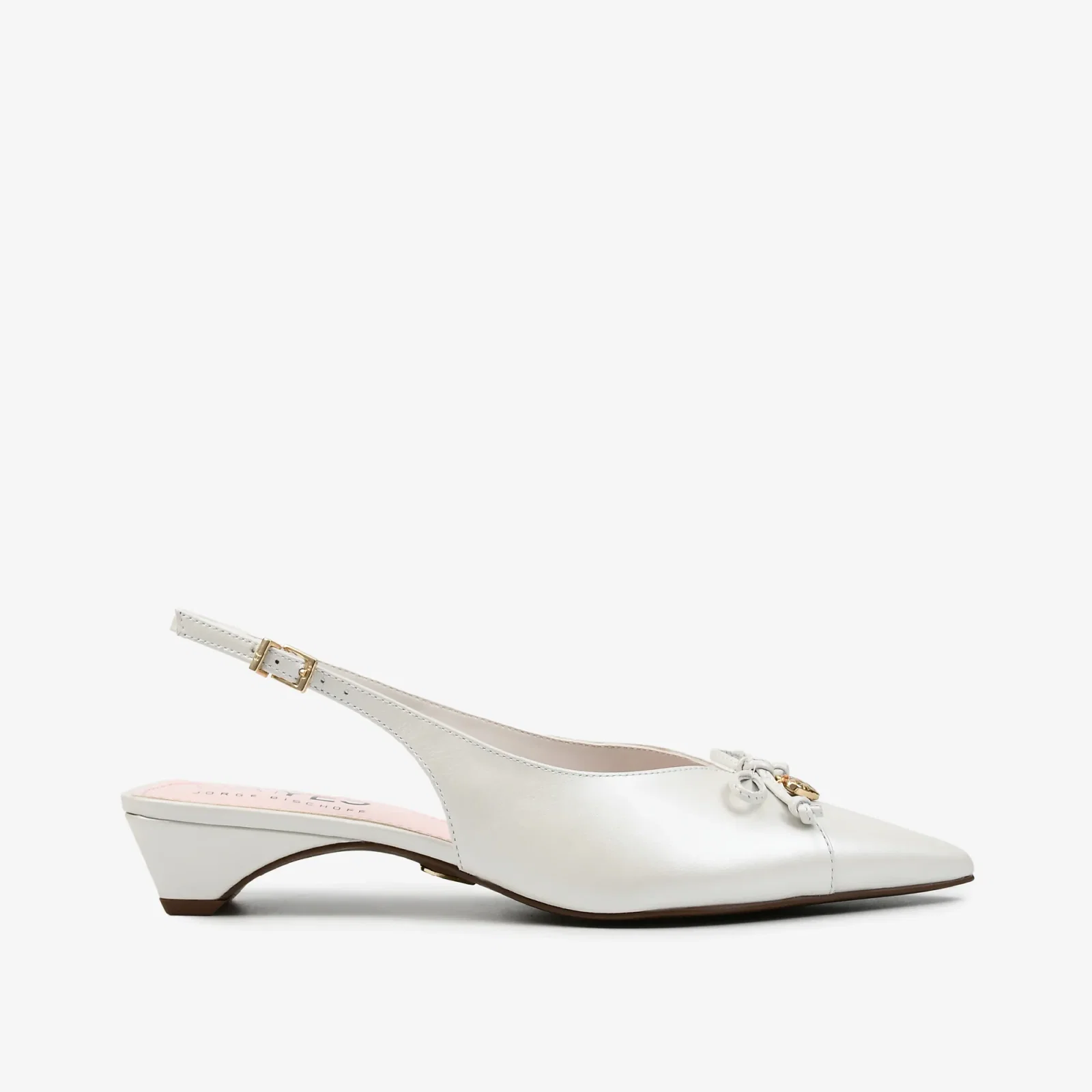Slingback Branco Say Yes Laço Com Pingente Couro Acetinado — imagem 1