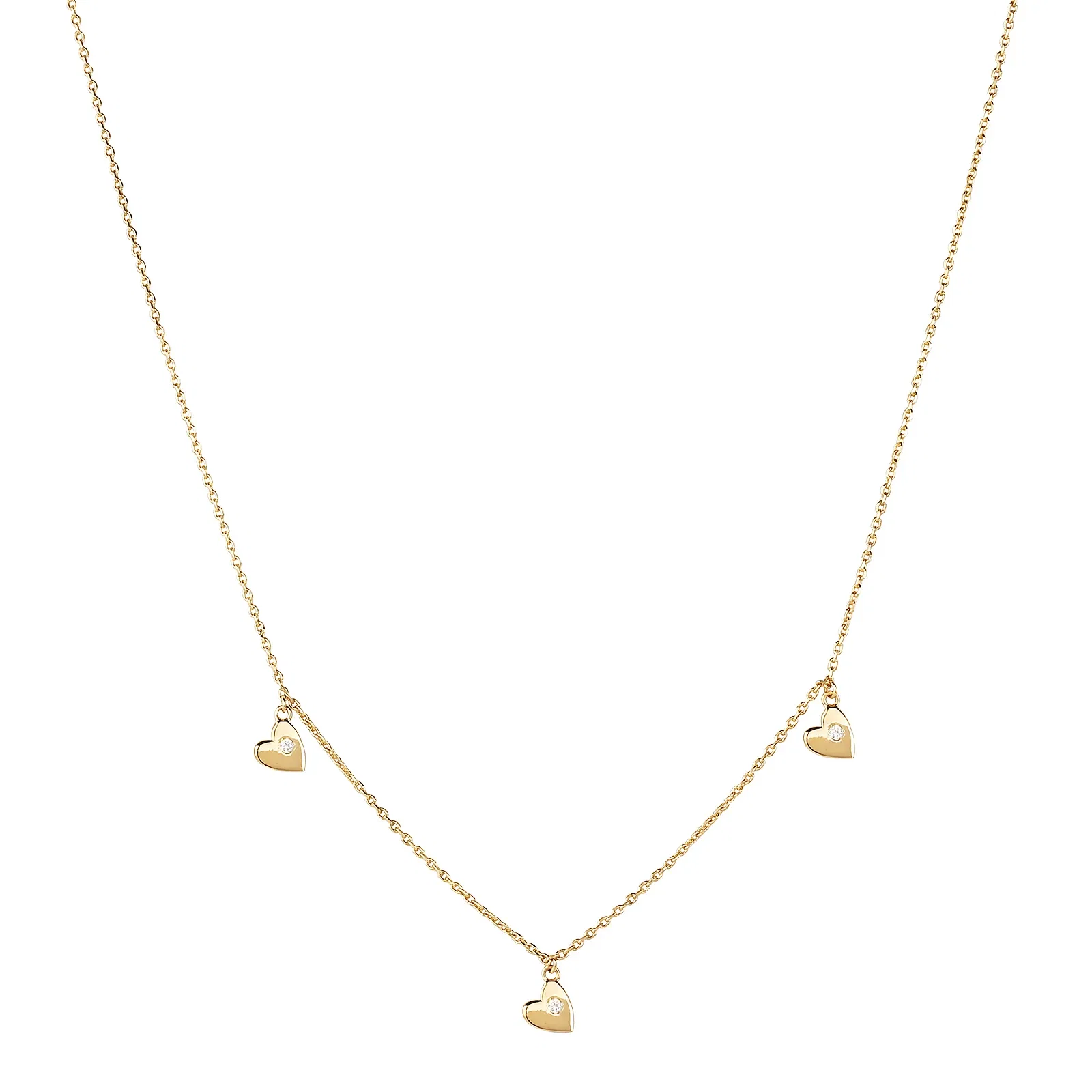 Colar Life Kids Corações em Prata 925 com Banho de Ouro Amarelo 18k e Pedras Incolores, 45cm — imagem 1