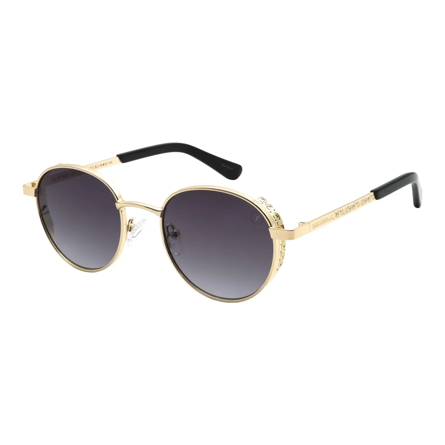 Óculos de Sol Masculino Cazuza Metal Redondo Degrade Preto