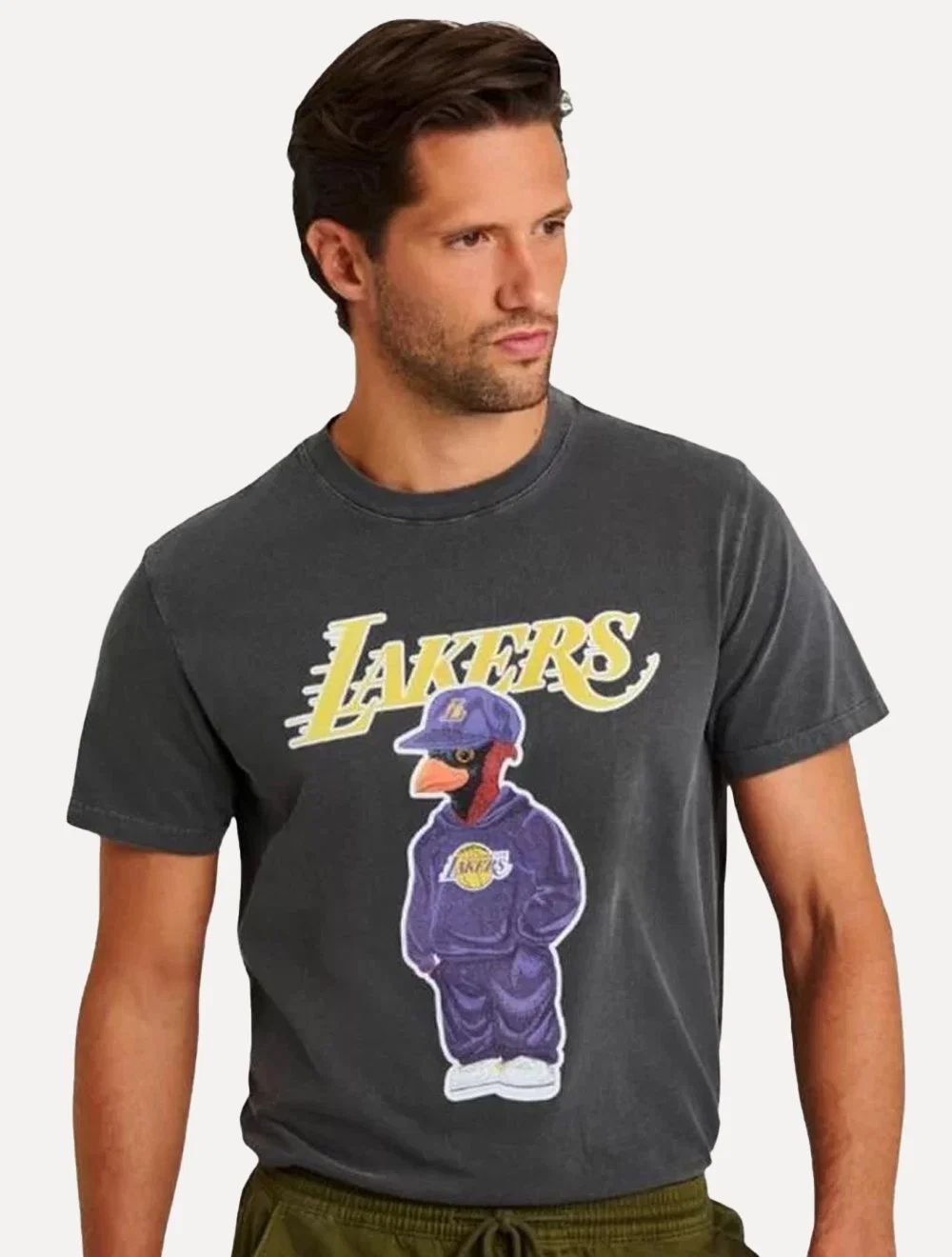 Camiseta Reserva Masculina Estampada Mascote Lakers Chumbo