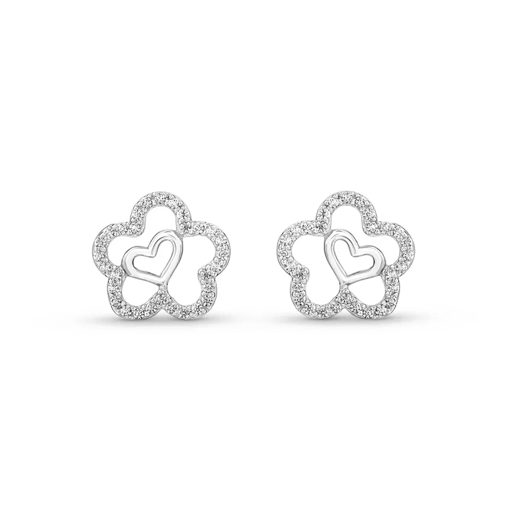 Brinco Life Flor Prata Cravejado — imagem 1