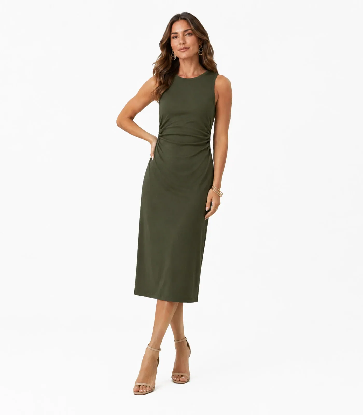 Vestido Midi Em Molecotton Viscose Light Rovitex Verde