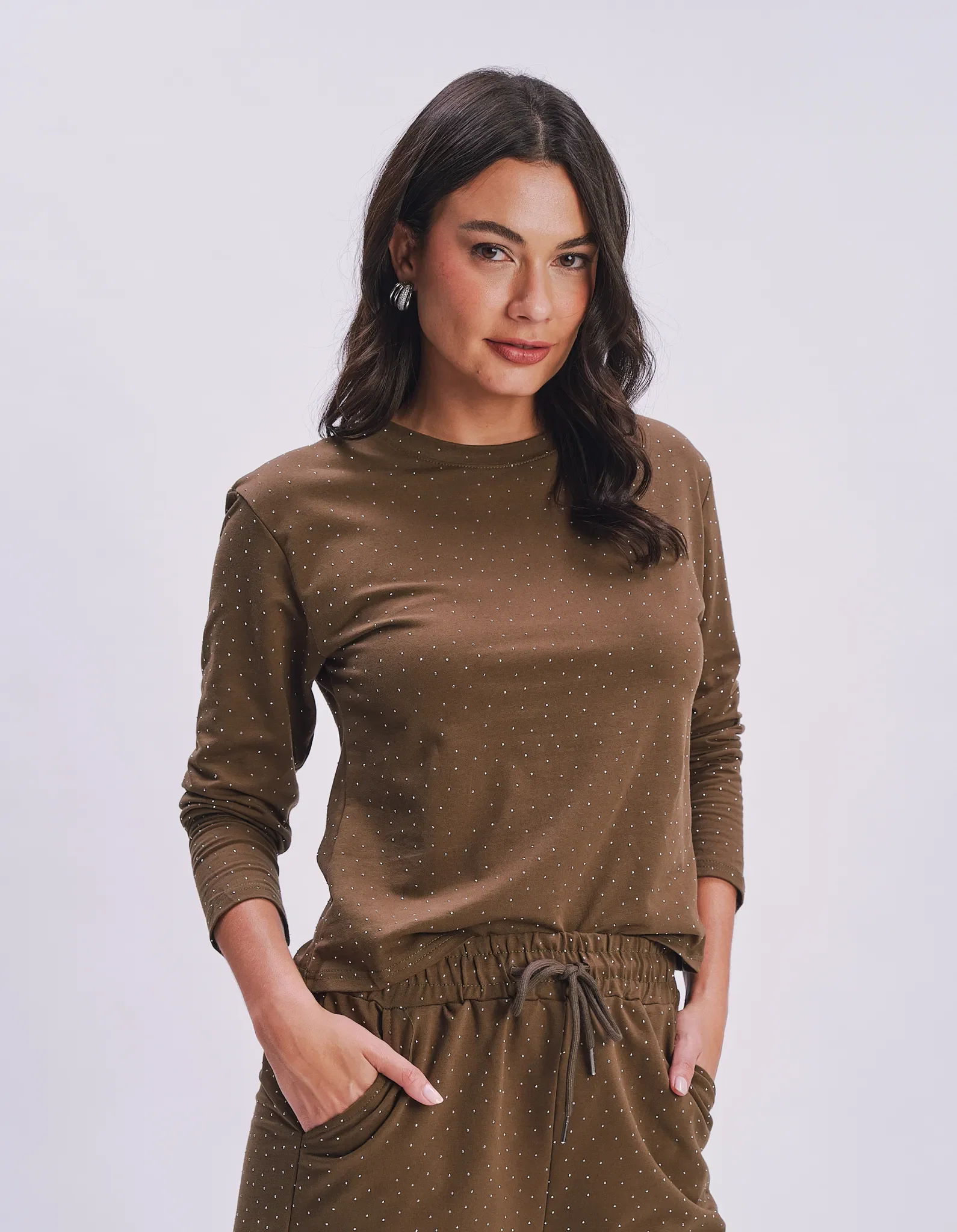 Blusa Manga Longa Brilhos - Verde