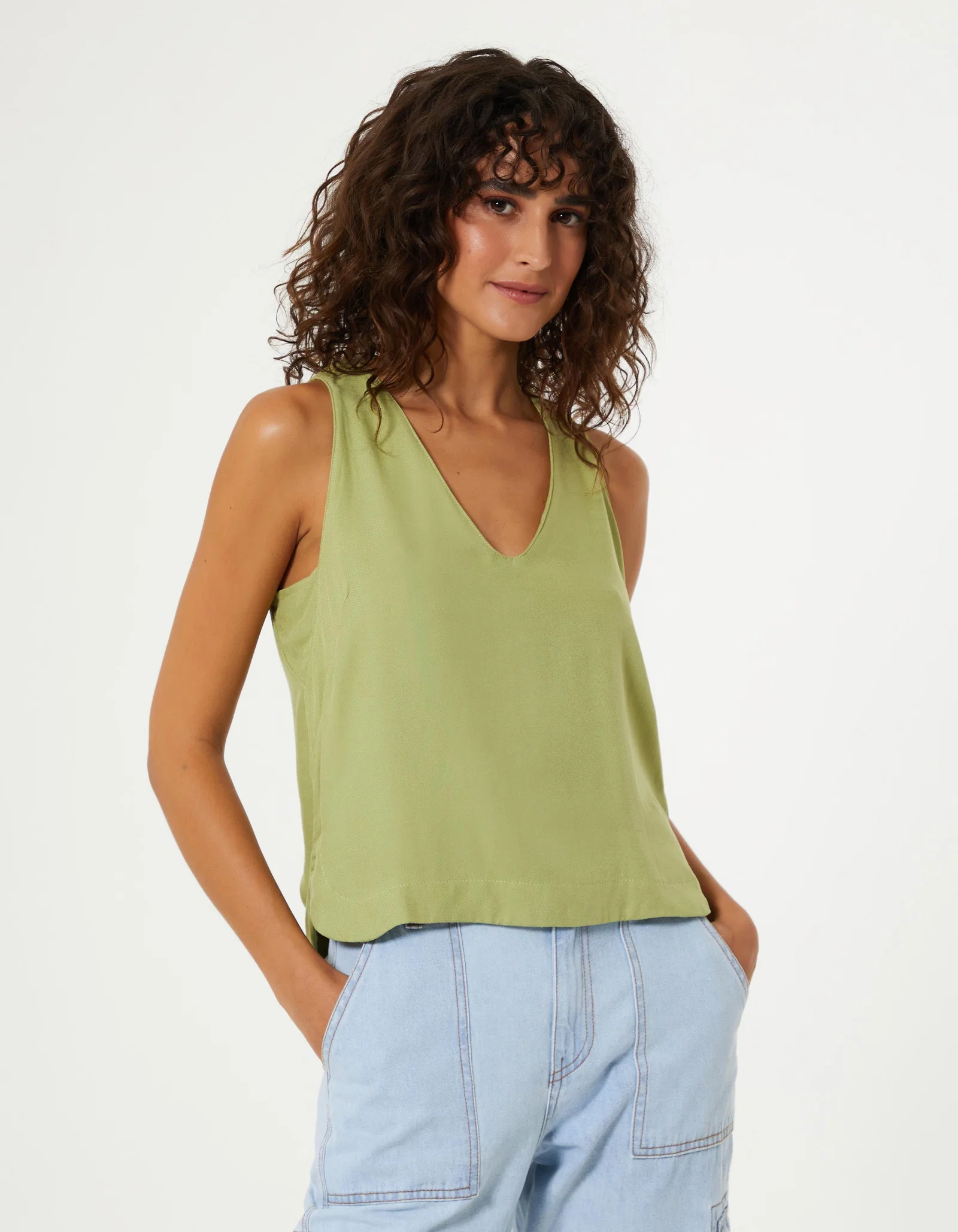 Regata Twill Recorte - Verde Oliva — imagem 1