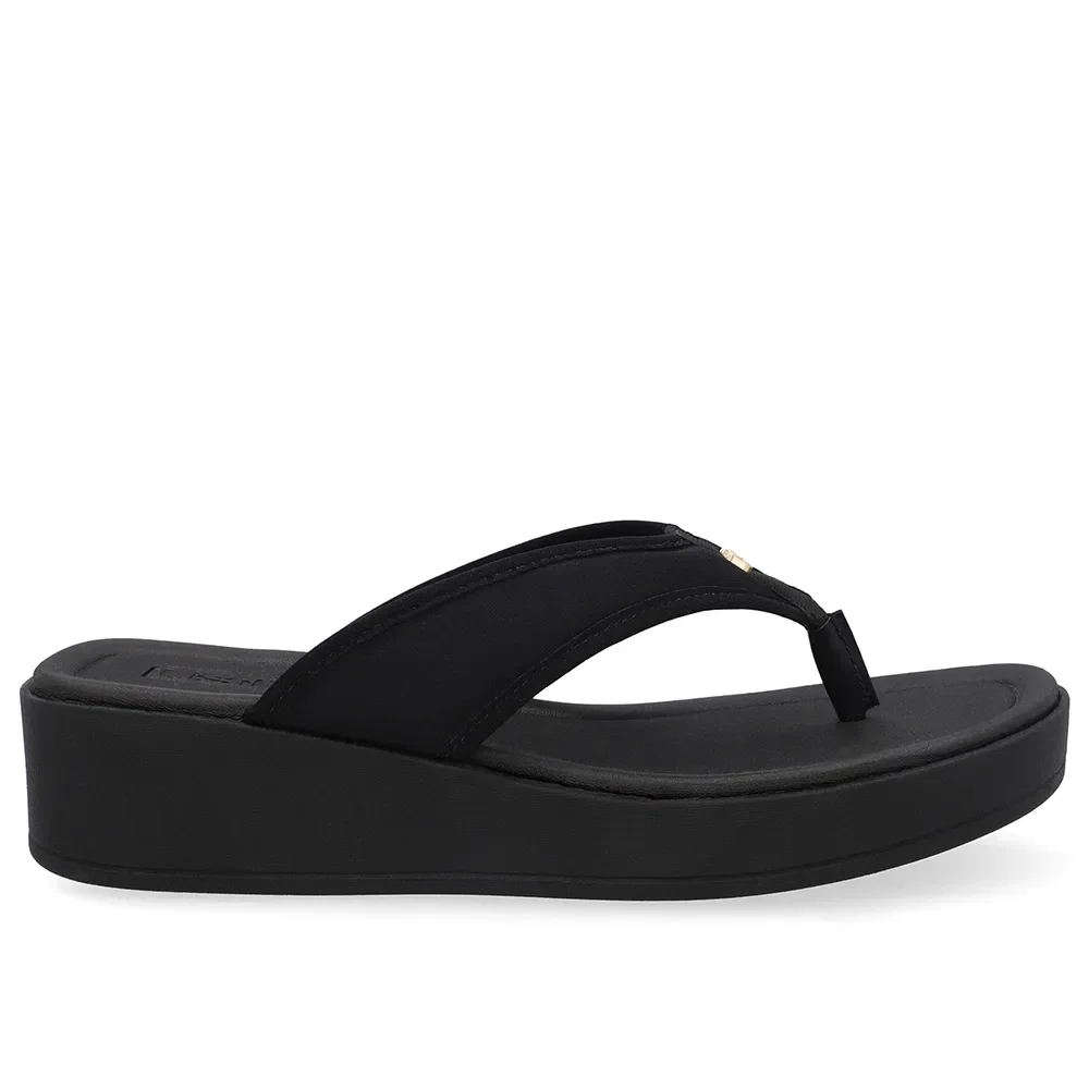 Chinelo Salto Plataforma Tecido Preto