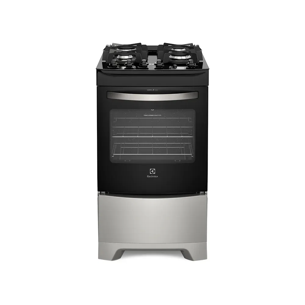 Fogão 4 Bocas Electrolux Prata com Mesa de Vidro e Porta Full Glass (52LSV) — imagem 1