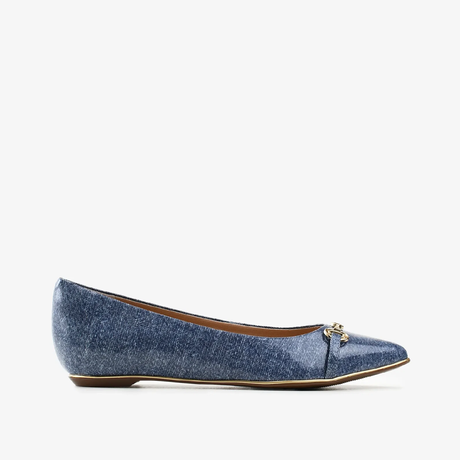 Sapatilha Azul Jeans Couro