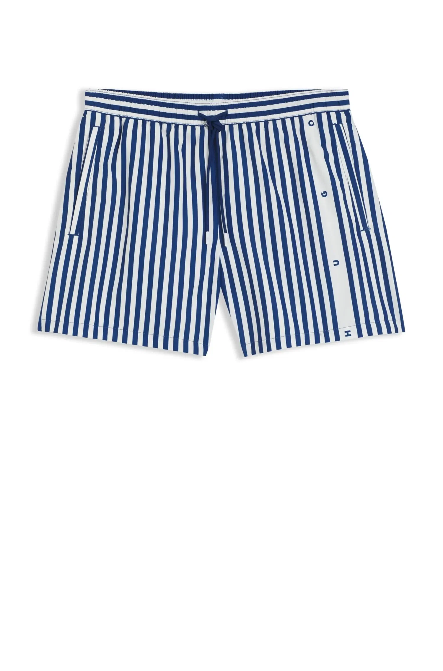 Shorts De Banho Listrado Com Logo Vertical
