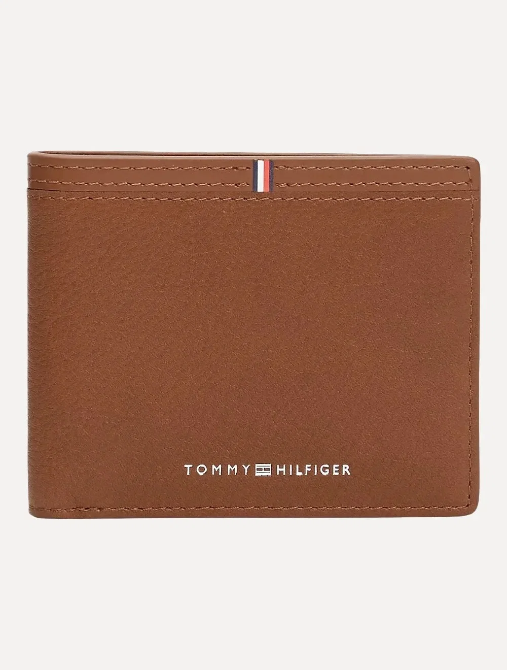 Carteira Tommy Hilfiger Masculina Couro Central Mini Flag Marrom