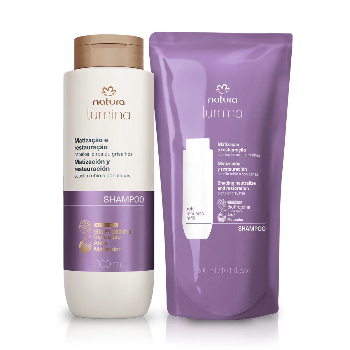 Kit Lumina Matização e Restauração Shampoo e refil (2 produtos)