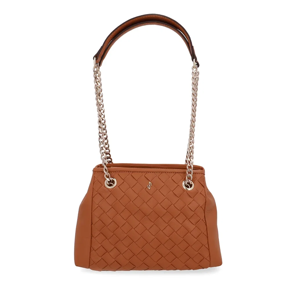 Bolsa Tote Couro Trançada Marrom
