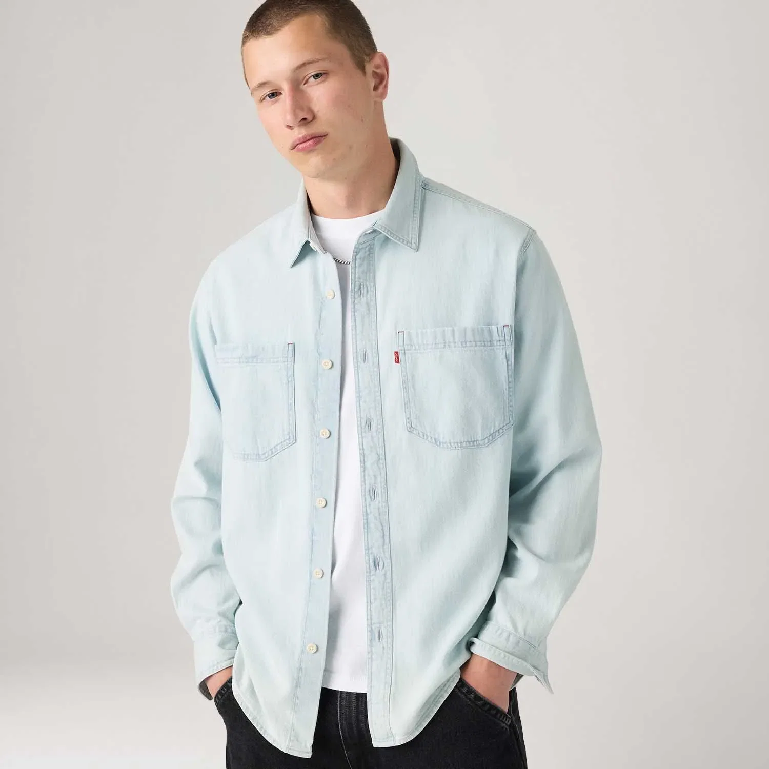 Camisa Jeans Levi's® Mariposa Worker Lavagem Clara Manga Longa
