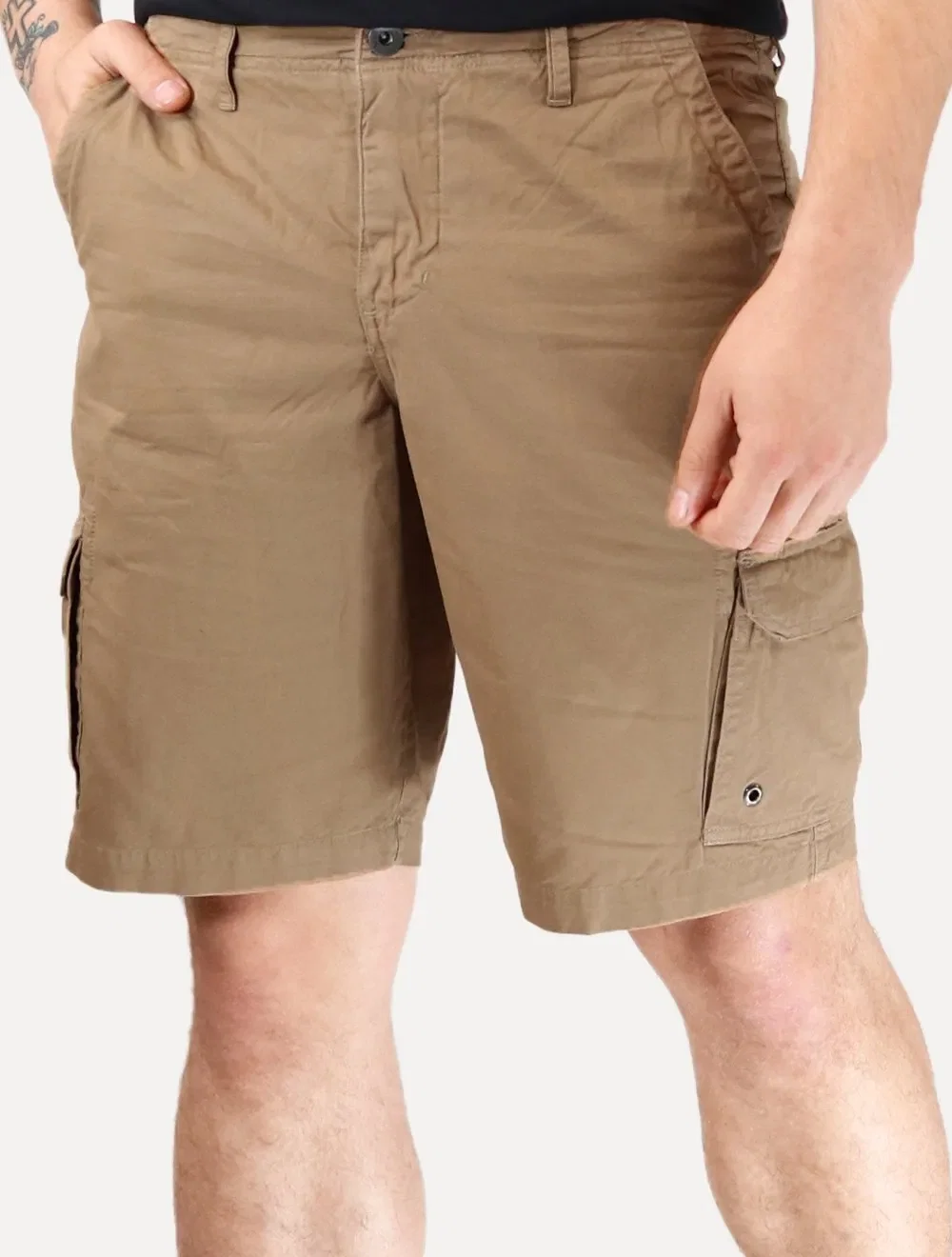 Bermuda Reserva Masculina Sarja Cargo Cáqui