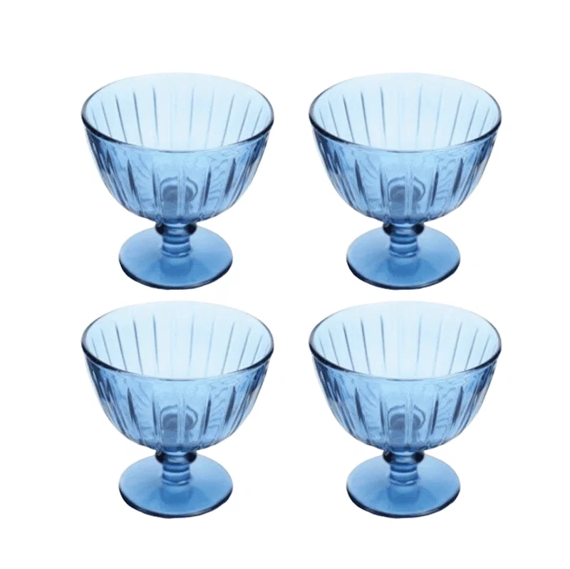 4 Taças de Sobremesa em Cristal Ecológico 270ml Azul