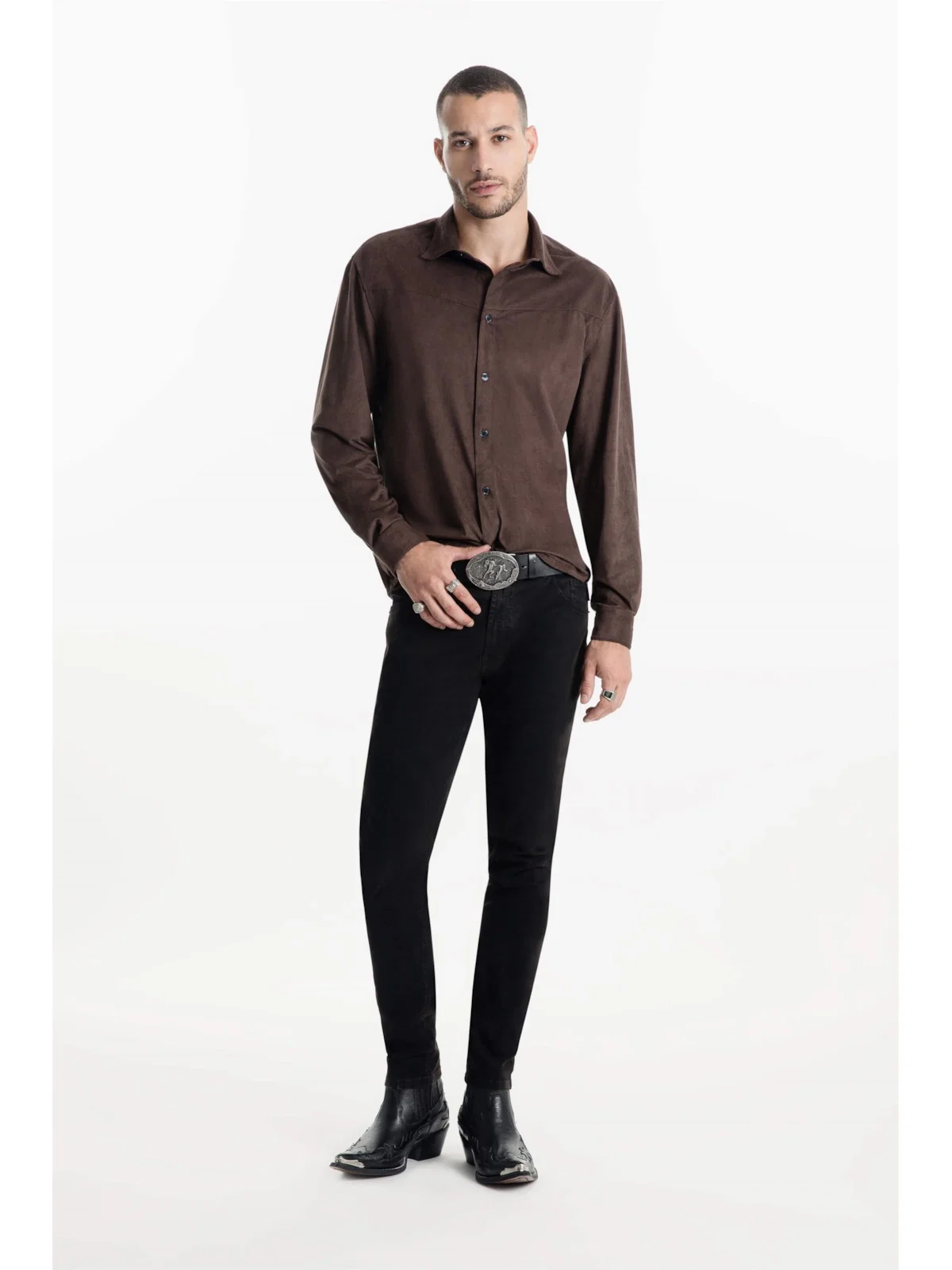 Calça Color Twill Power Skinny Marrom Escuro — imagem 1