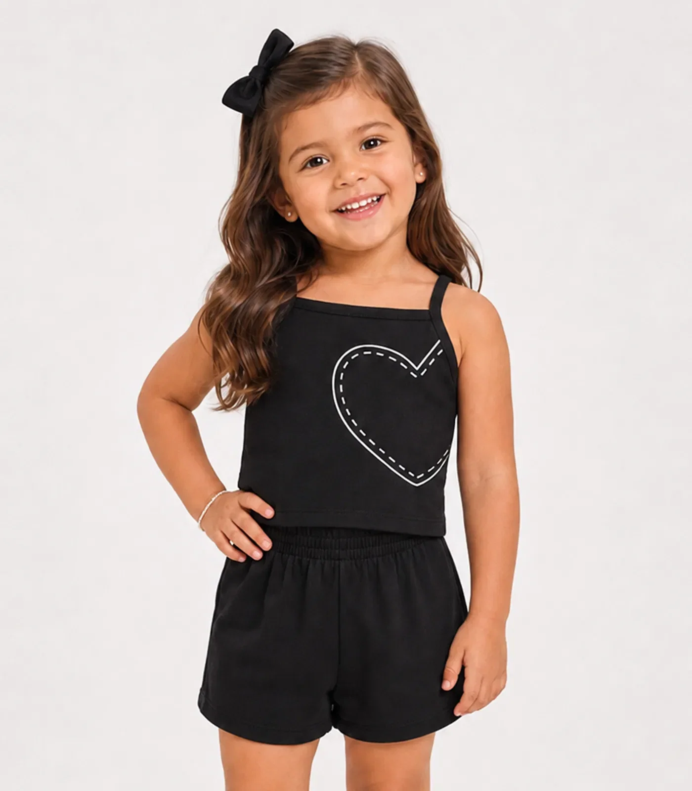Conjunto Infantil Blusa e Shorts Feminino Select Preto — imagem 1