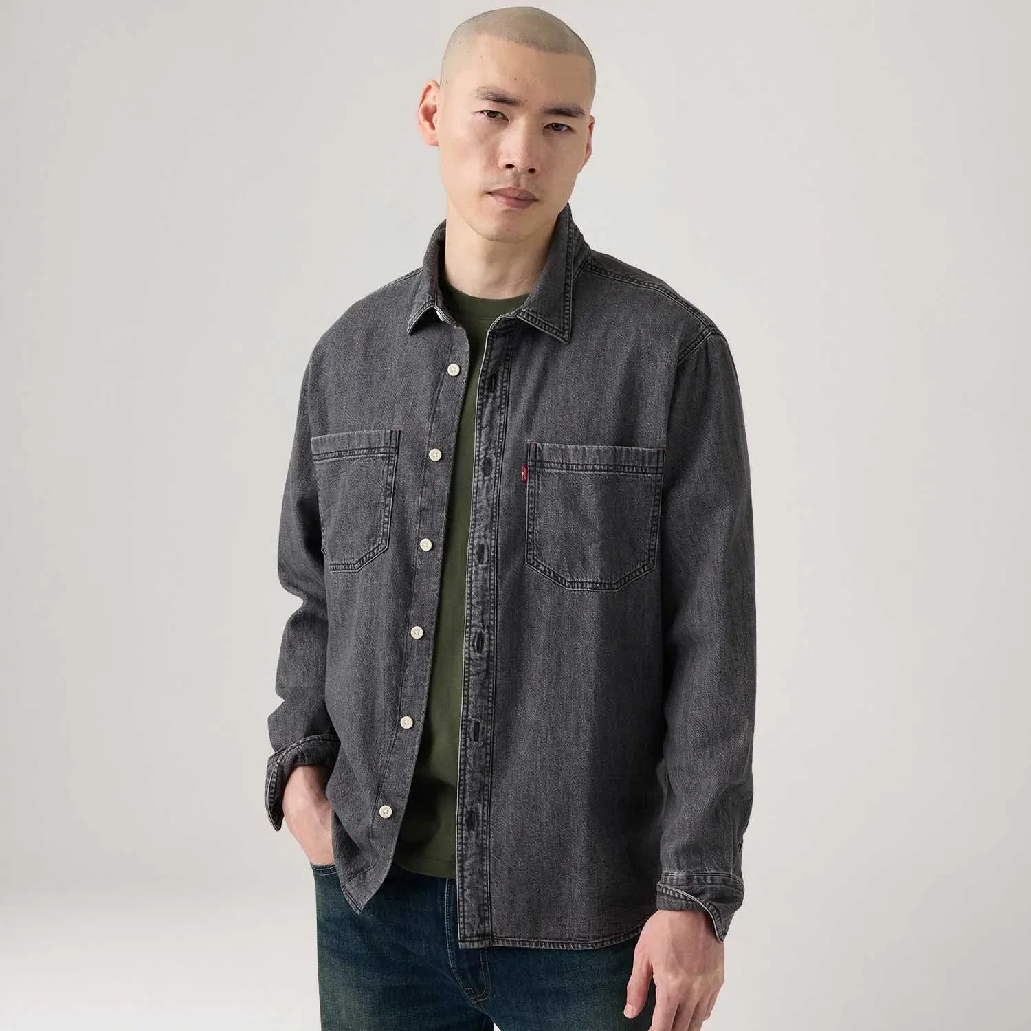 Camisa Jeans Levi's® Mariposa Worker Preta Manga Longa