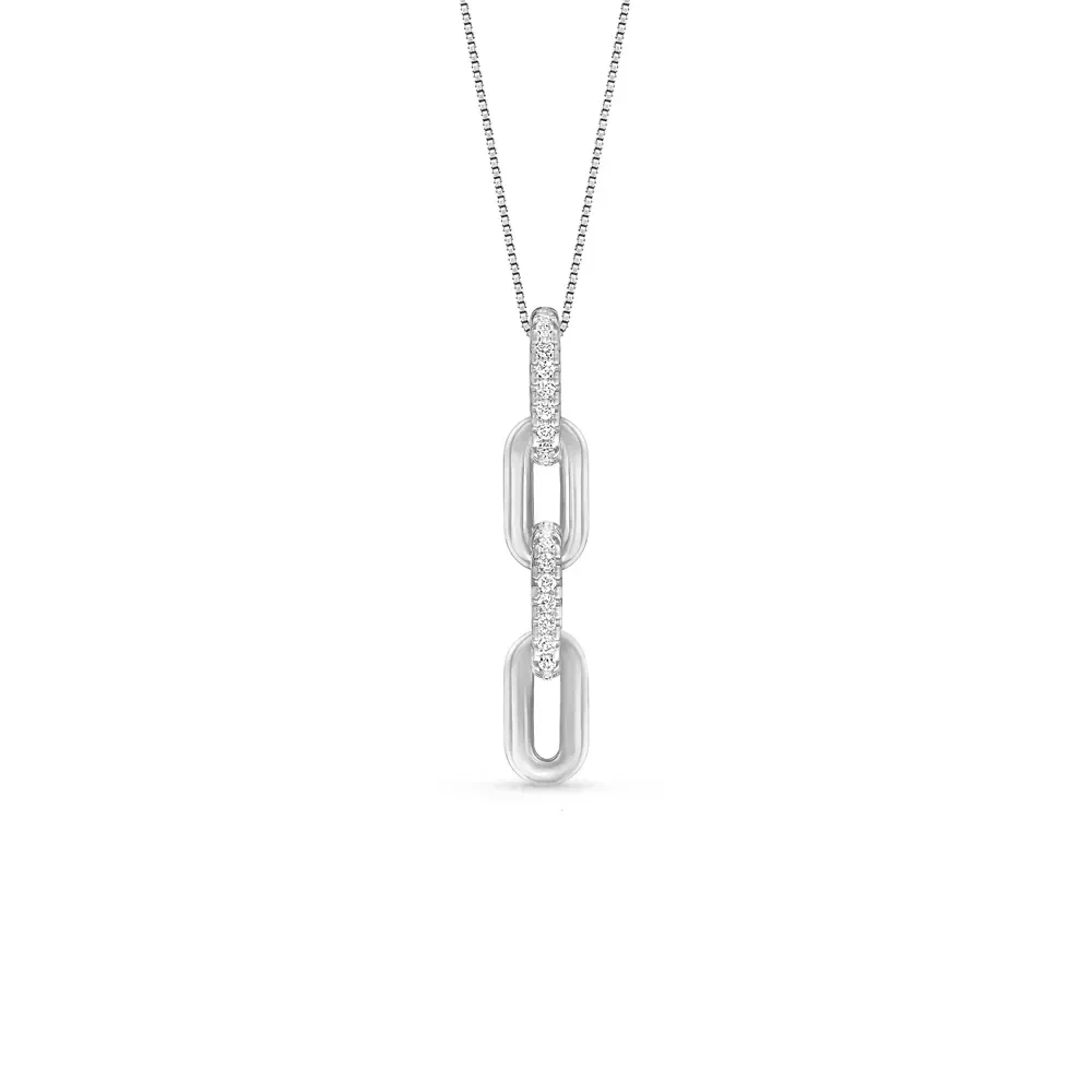 Pingente Chains em Prata 925 com Safiras Incolores, 26.5mm — imagem 1