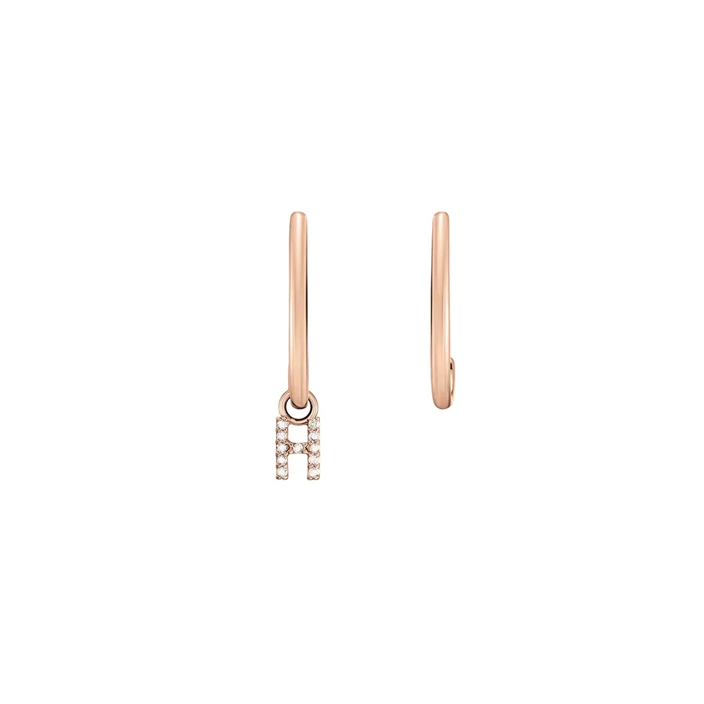 Brinco Letra H em Ouro Rosé 18k com Diamantes — imagem 1